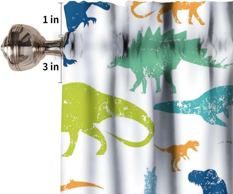 YSWOW Dinosaur Valance Curtain for Kids Boys Girls Nursery Playroom Room Decor Cartoon Dino Cute Wildlife Animal Theme Art Printed Window Drapes W54xL18in Fabric 1 Panel - Image 4